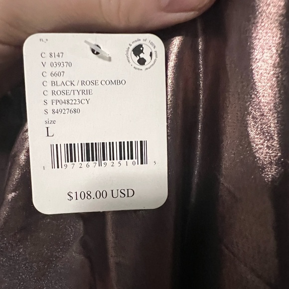 FREE PEOPLE Sunset Shimmer Midi Slip / Black Rose Gold NWT size Large - Picture 5 of 9